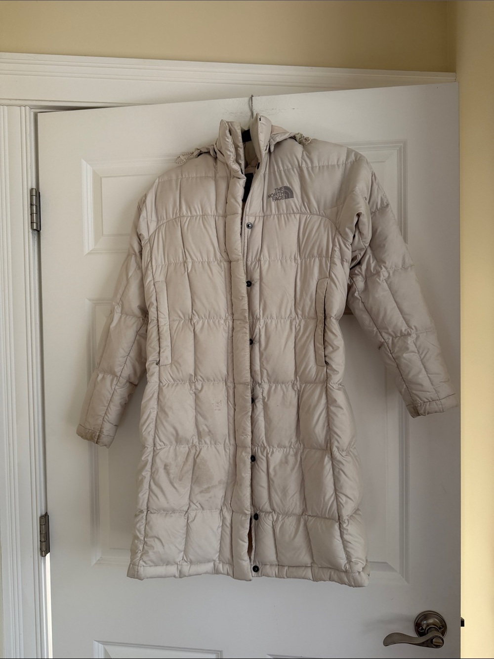 The North Face Women's Long Puffer Coat in Light Beige